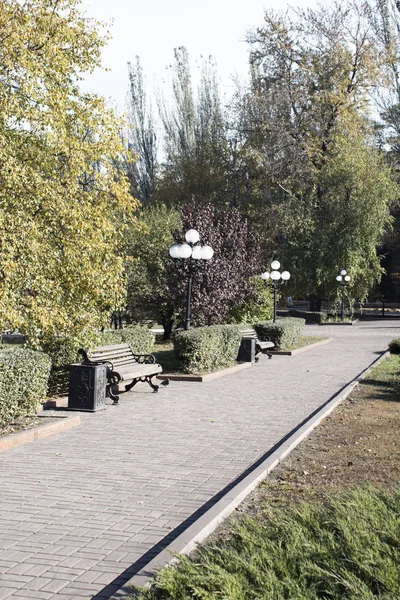 Vista Del Parque Otoño Pequeña Ciudad — Foto de Stock