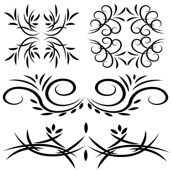 Negro Tatuaje Elementos Conjunto — Vector de stock