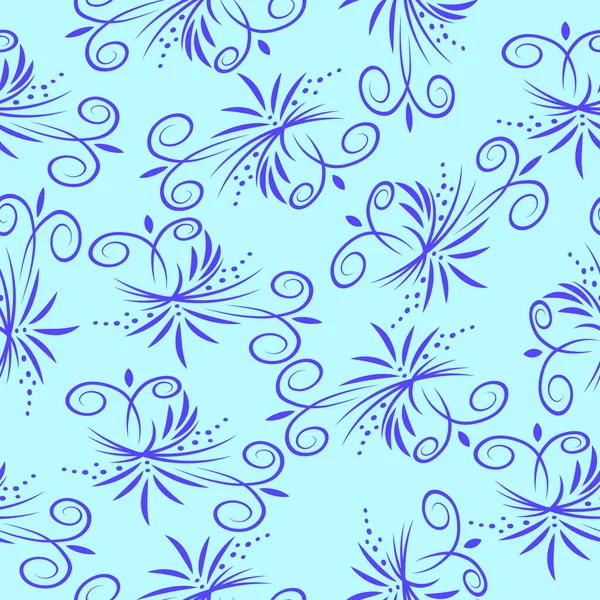 Floral Azul Elementos Sem Costura Padrão — Vetor de Stock