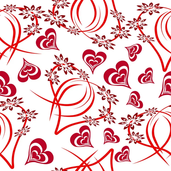 Red Abstract Hearts Seamless Pattern — Stock Vector