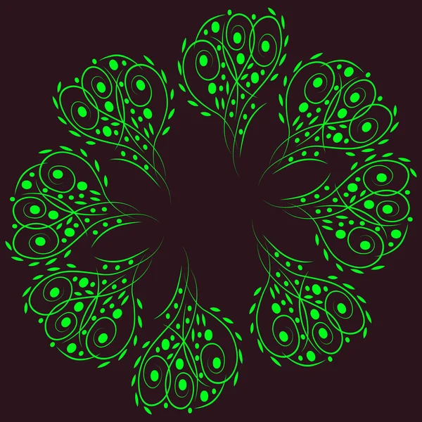 Mandala Astratto Floreale Elegante Verde — Vettoriale Stock