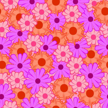 Soyut çiçekli, dikişsiz desen.
