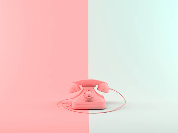 Abstract 3D Rendering Telephone With Colorful Background