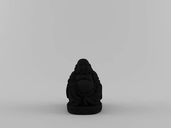 Abstrait Rendu Bouddha Noir Avec Fond Propre — Photo
