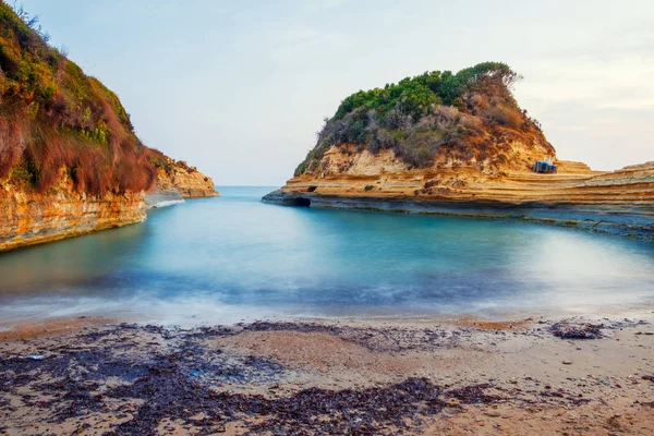 그리스 유럽에서에서 코르푸 Sidari 마에서 놀라운 이오니아 바다에 해안선과 유명한 — 스톡 사진