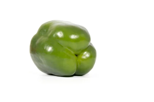 Groene Verse Gezonde Paprika Witte Achtergrond — Stockfoto