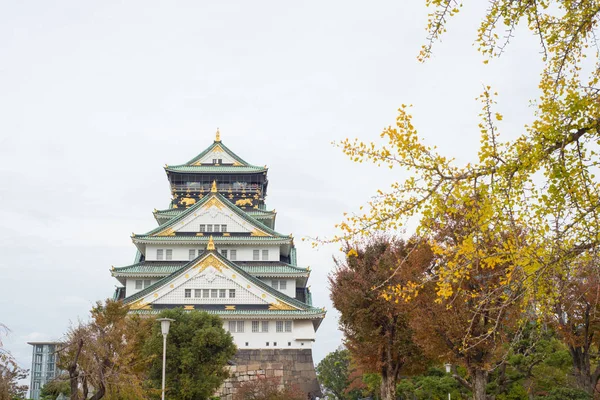 Japonya 'nın Osaka şehrinde sonbahar mevsiminde Osaka Kalesi