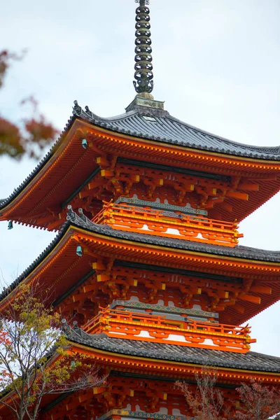 Piękna Pagoda w świątyni Kiyomizu-dera w Kioto, Japonia — Zdjęcie stockowe