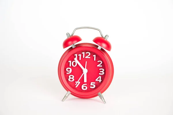 Red clock on white background — Stock Photo, Image