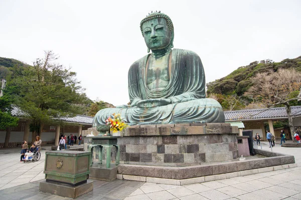 Óriás Buddha Vagy Kamakura Daibutsu Híres Mérföldkő Található Kotoku Templom — Stock Fotó