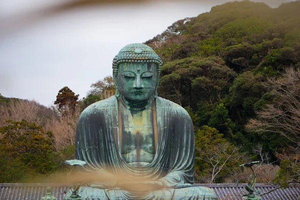 Kamakura Daibutsu es el famoso monumento ubicado en el templo Kotoku-in en Kamakura —  Fotos de Stock