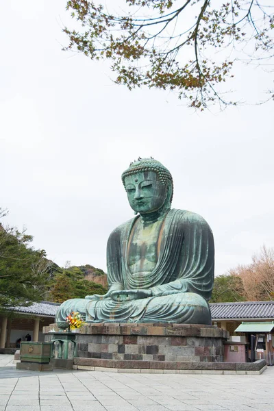 Obří buddha nebo Kamakura Daibutsu je slavná památka se nachází — Stock fotografie