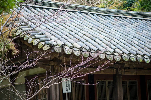 Oude stijl dakrand van Japan in Kotoku-in tempel de beroemde bezienswaardigheid — Stockfoto