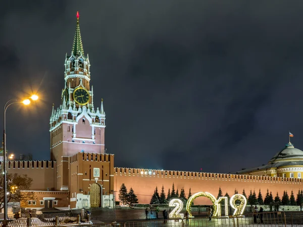 New Year Kremlin Verlichting — Stockfoto