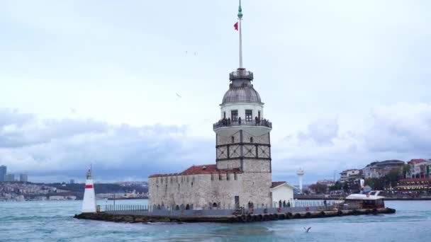 Vista Torre Menina Istambul Partir Mar — Vídeo de Stock