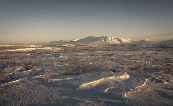 karlı tundra akşam güneşi