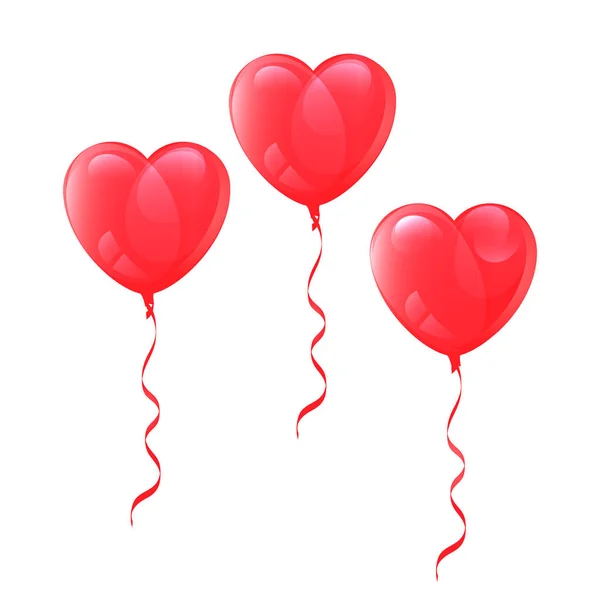 Dessin vectoriel ballons coeur en forme sur fond blanc — Image vectorielle