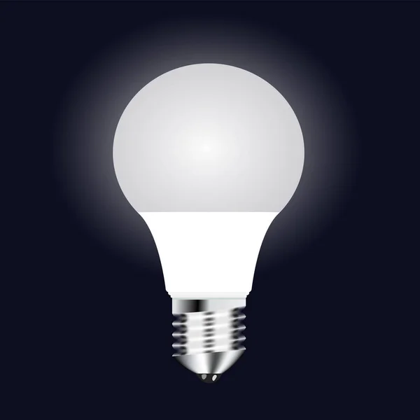 Vector desenho lâmpadas LED branco com brilho sobre um fundo escuro —  Vetores de Stock