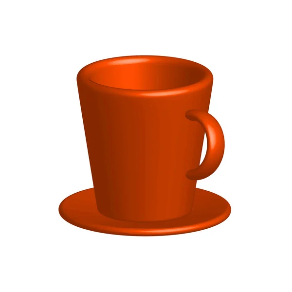 Dessin Réaliste Coloré Une Tasse Lumineuse Avec Une Soucoupe Sur — Image vectorielle