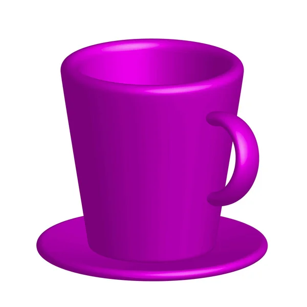 Dessin Réaliste Coloré Une Tasse Lumineuse Avec Une Soucoupe Sur — Image vectorielle