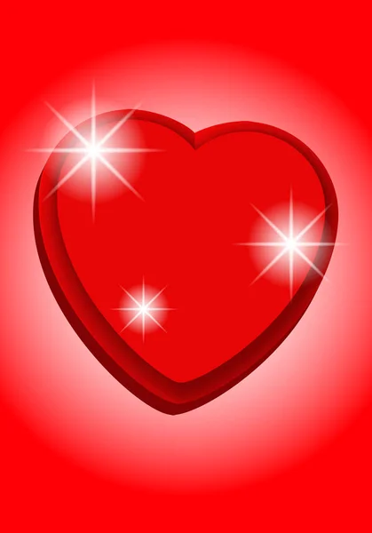 Векторный Рисунок Красное Сердце Яркими Белыми Бликами Красочном Фоне — стоковый вектор