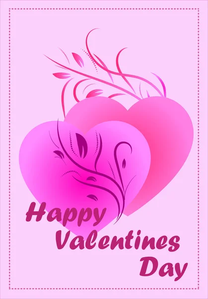 Vektör çizim, soluk pembe arka plan çerçeve üzerinde zarif yazıt ve renkli kalpler ile tebrik romantik kartpostal Happy Valentine's Day