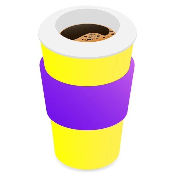 Dibujo vectorial, termomug con café sobre fondo blanco — Vector de stock