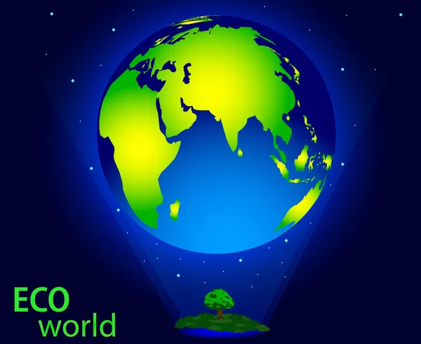 Vector tekening van eco-wereld, opslaan van natuur en milieu. — Stockvector