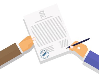 İmza sözleşme beyaz arka plan üzerinde çizim vektör