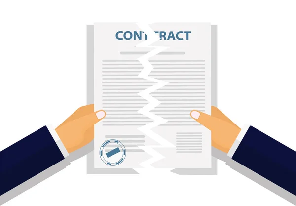 Vector illustratie. Contract beëindigings concept afgebeeld op een witte achtergrond — Stockvector