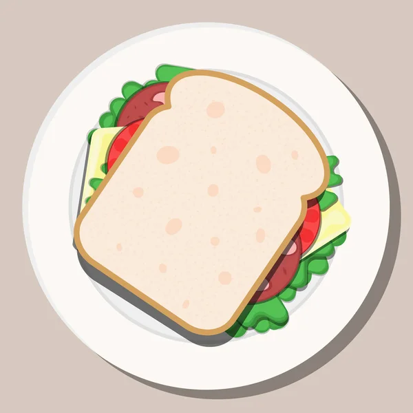 ベクトル描画。朝食のコンセプト。おいしいサンドイッチを食欲をそそる. — ストックベクタ