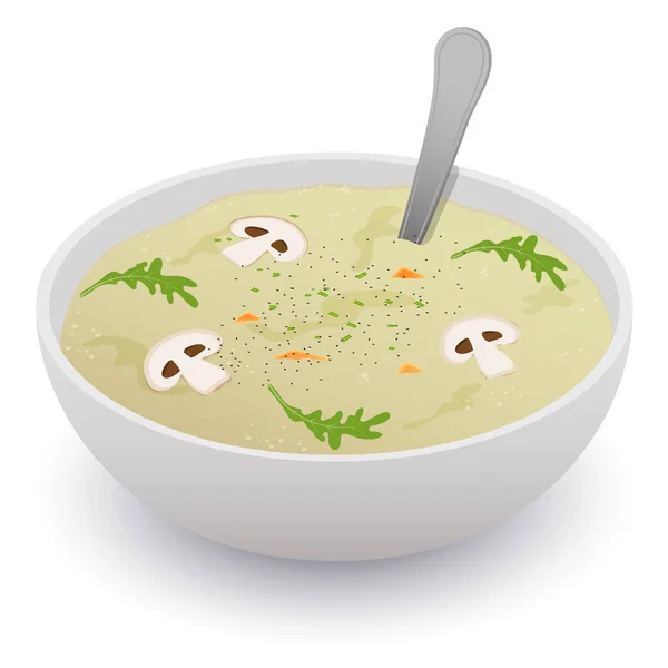 Vektör çizimi. Sebze çorbası püresi. Snack vejetaryen organik.