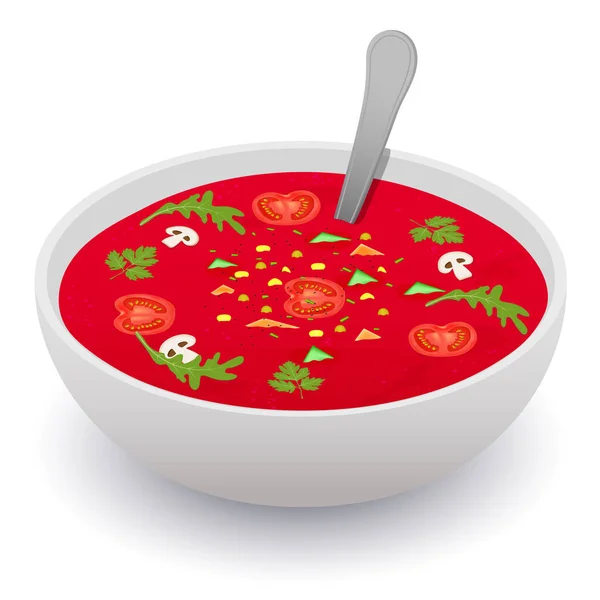 Vektör çizimi. Sebze çorbası püresi. Snack vejetaryen organik.