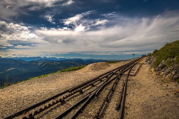 Alp Raf Demiryolu Parça Schafberg Nerede Buharlı Tren Avusturya Dağ — Stok fotoğraf