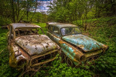 Bahçe, urbex Çek Cumhuriyeti çürüyen unutulmuş araba