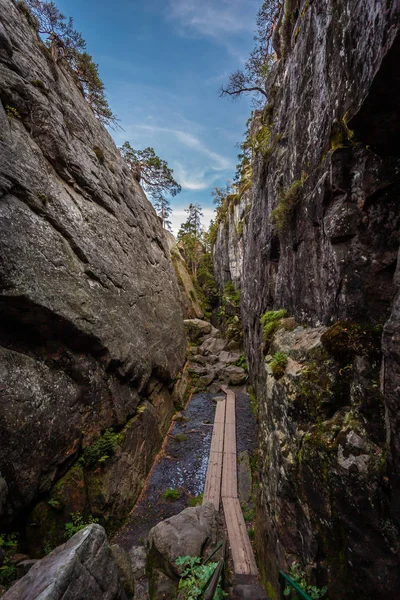 Dar Taş Kanyon Peklo Table Mountains Üst Kısmında Adı Verilen — Stok fotoğraf