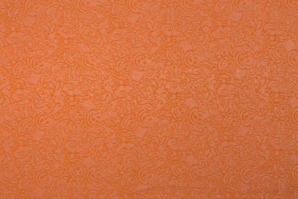 Creative Orange Fabric Floral Pattern Textile Texture Background — Stock Photo, Image