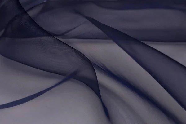 Mooie Close Van Blauwe Zijde Stof Met Textiel Textuur Achtergrond — Stockfoto