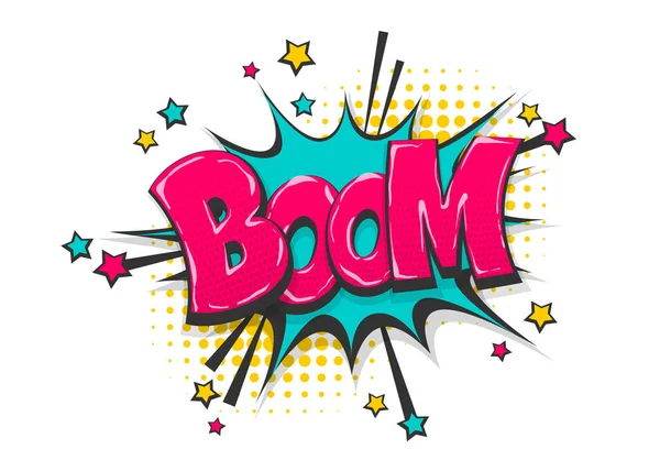 Boom pop arte banda desenhada texto discurso bolha — Vetor de Stock