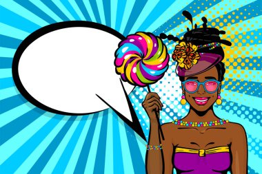 Pop sanat tarzı kadın konuşma balonu tanıtımı