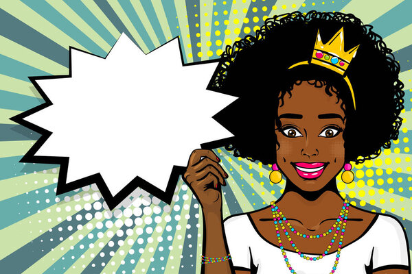 Поп-арт стиль женской речи пузырь рекламы
