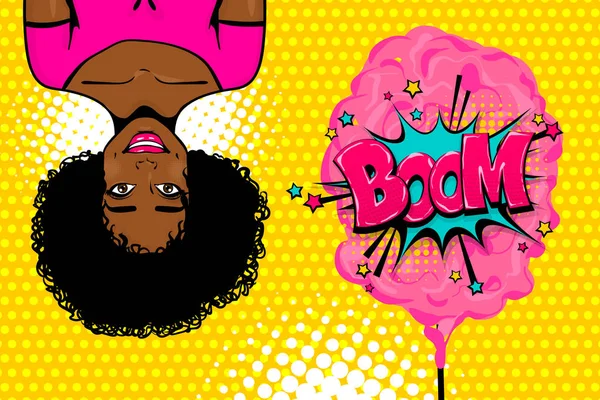 Noir afro-américain jeune fille pop art — Image vectorielle