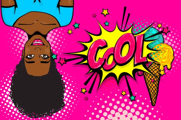 Noir afro-américain jeune fille pop art — Image vectorielle
