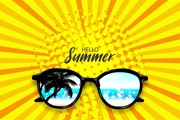 Літній час сонцезахисні окуляри наполовину поп-арт — стоковий вектор