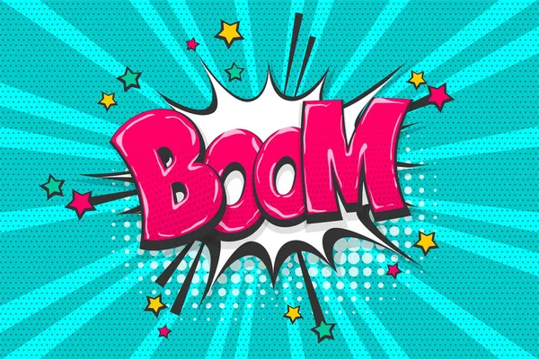 Boom Bang Wow Bolha Discurso Texto Cômico Efeito Sonoro Estilo —  Vetores de Stock