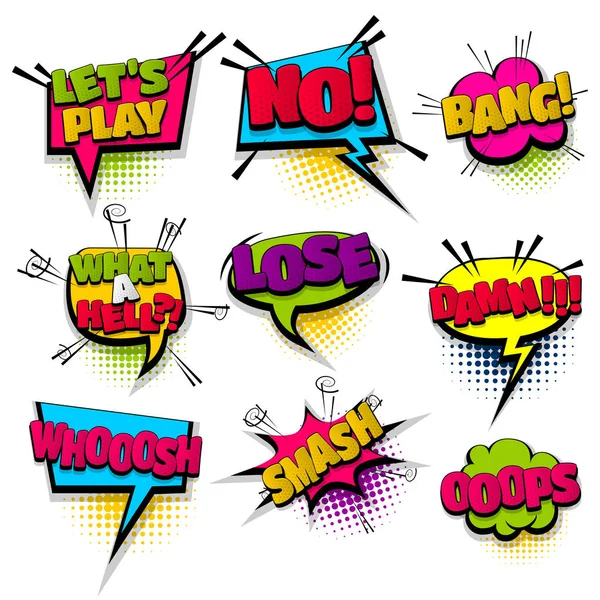 Bang Smash Oops Set Hand Drawn Pictures Effects Template Comics —  Vetores de Stock