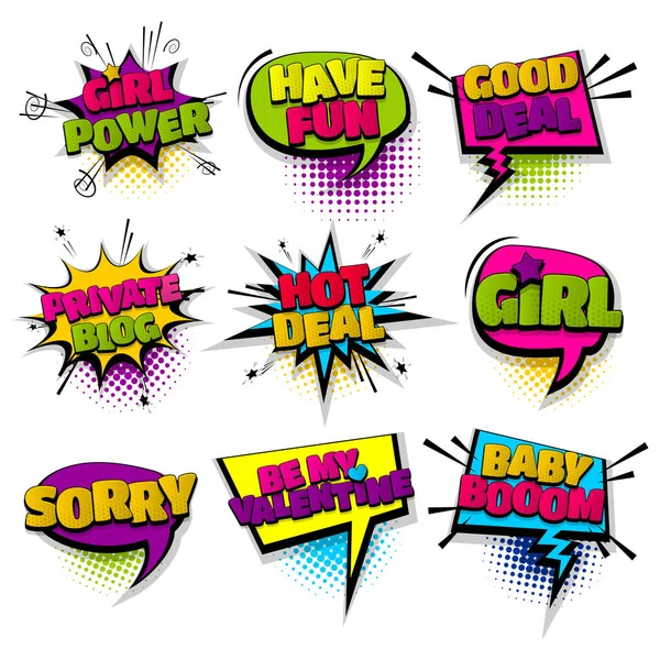 Girl Power Blog Deal Baby Set Hand Drawn Pictures Effects —  Vetores de Stock