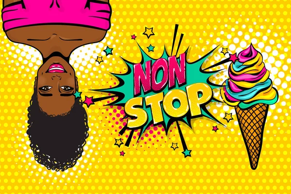 Noir afro-américain jeune fille pop art — Image vectorielle