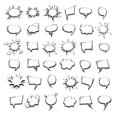 Büyük set el çekilmiş etkileri komik konuşma balonları