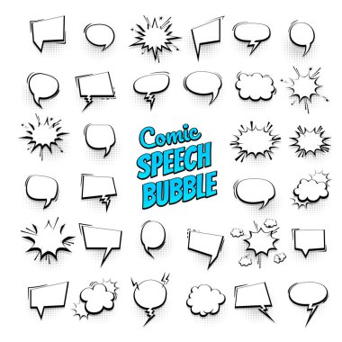 Büyük set el çekilmiş etkileri komik konuşma balonları
